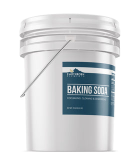 Earthborn Elements Baking Soda being poured from the bucket into a cup