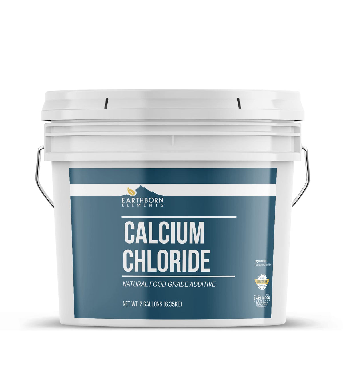 Earthborn Elements calcium chloride bucket closeup improves wine clarity and consistency.