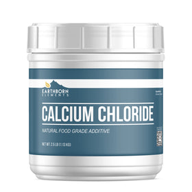 Earthborn Elements calcium chloride tub close-up with resealable lid for easy cheesemaking
