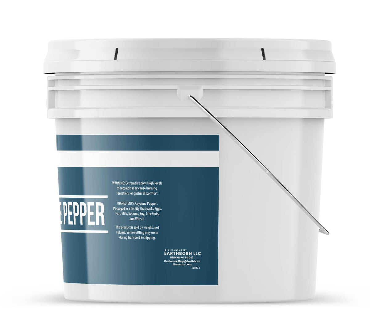 Earthborn Elements Cayenne Pepper bucket with open lid ready for quick spice.