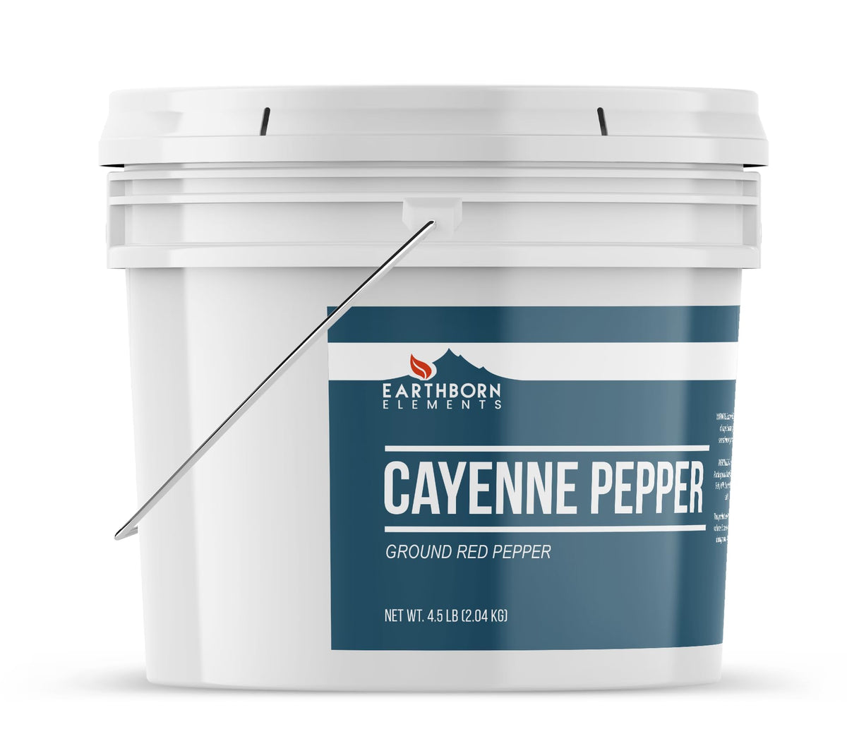 Earthborn Elements Cayenne Pepper ground powder closeup highlights fine texture.