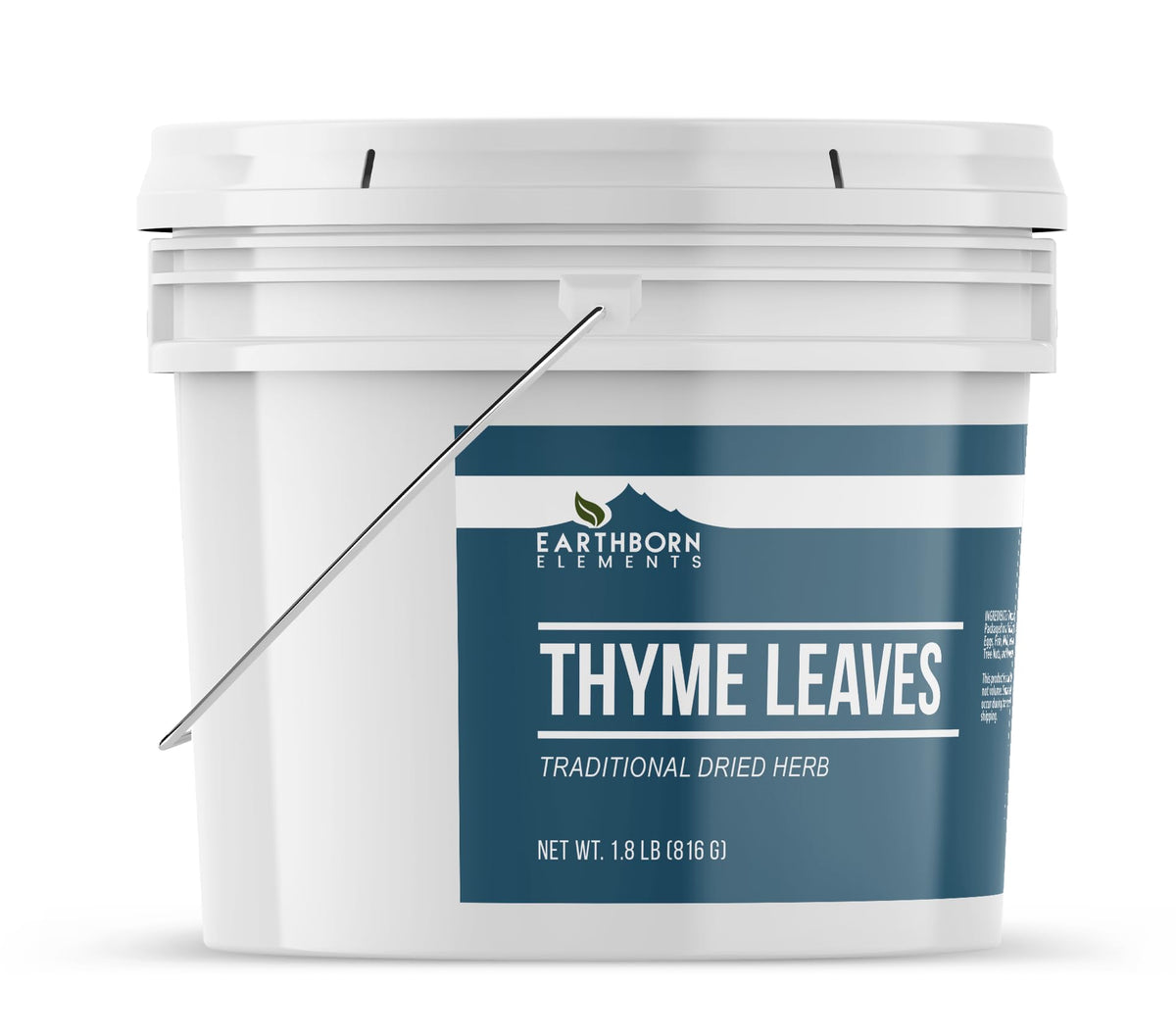 Earthborn Elements dried thyme leaves bulk bucket, perfect for slow-simmered stews and aromatics.