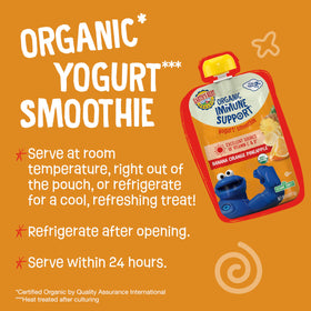 Earth's Best pouch shown for mess-free toddler snacking on the go.