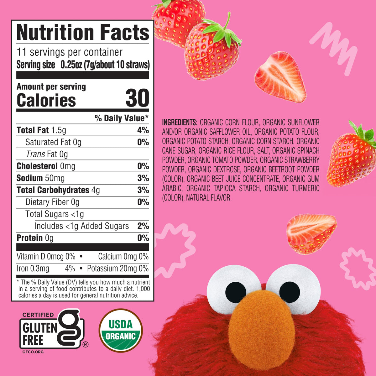 Earth's Best Sesame Street strawberry straws box design appeals to kids