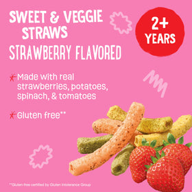 Earth's Best Sesame Street strawberry straws packaging close-up highlighting organic ingredients