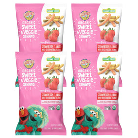 Earth's Best Sesame Street strawberry straws 4-pack for kid-friendly snacking