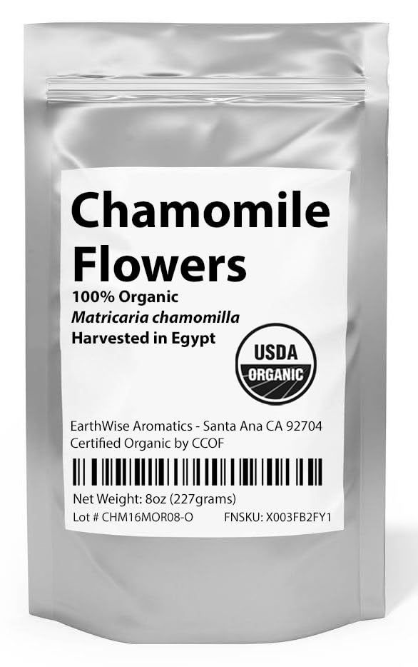 EarthWise Aromatics chamomile tea infusion ready to enjoy a golden brew
