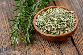 EarthWise Aromatics Organic Rosemary Leaves closeup displays piney aroma ideal for seasoning meats and vegetables.