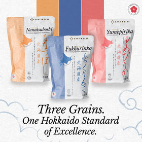 East and Else short-grain rice from Hokkaido for authentic sushi texture.
