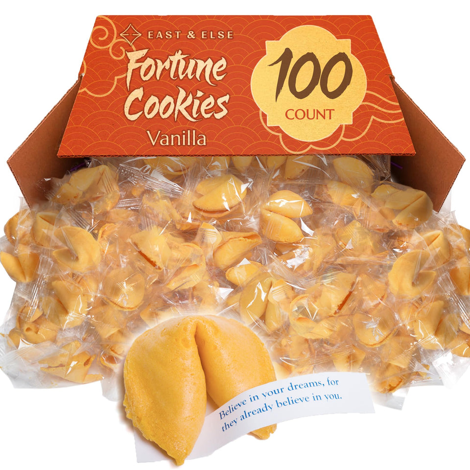 East and Else vanilla fortune cookies bulk 100-pack for parties and events