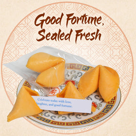 East and Else vanilla fortune cookies at a festive event setup