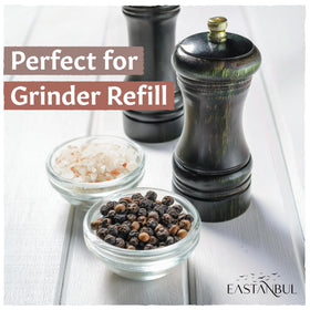 Eastanbul black peppercorns, whole, 6oz, delivering pungent aroma for grilled dishes.
