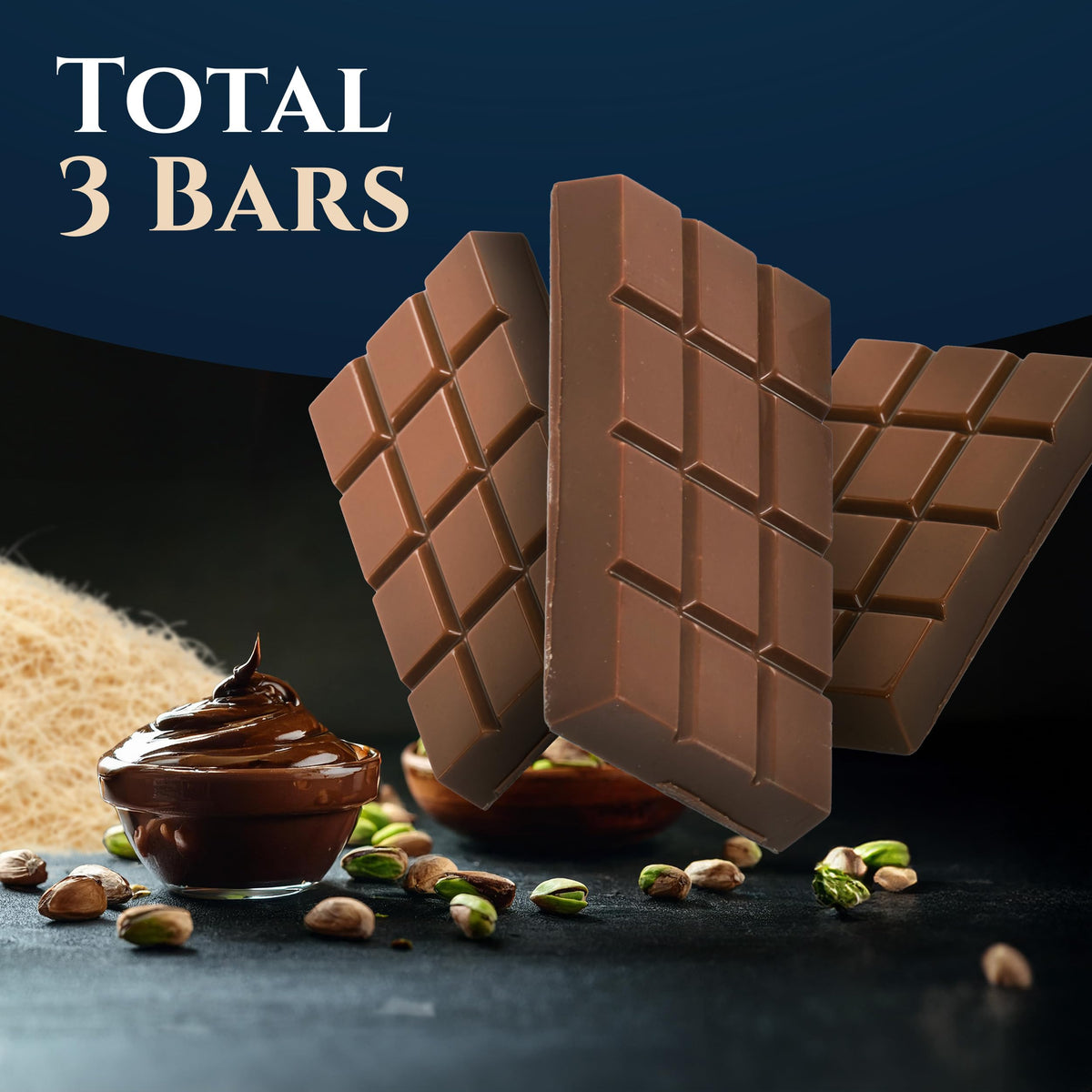 Eastanbul Dubai Pistachio chocolate bar cross-section reveals kataifi crunch and pistachio filling.