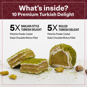 Eastanbul Dubai-filling Turkish delight slices demonstrate balanced pistachio coating and melt-in-mouth texture