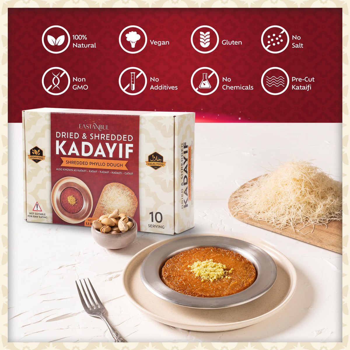 Eastanbul kataifi versatile dish idea suggests savory and sweet recipes beyond desserts.