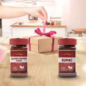 Eastanbul kitchen scene showing the two‑piece spice set in use