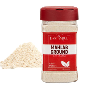 Eastanbul Mahlab bottle close-up, aromatic spice that enhances pastries.