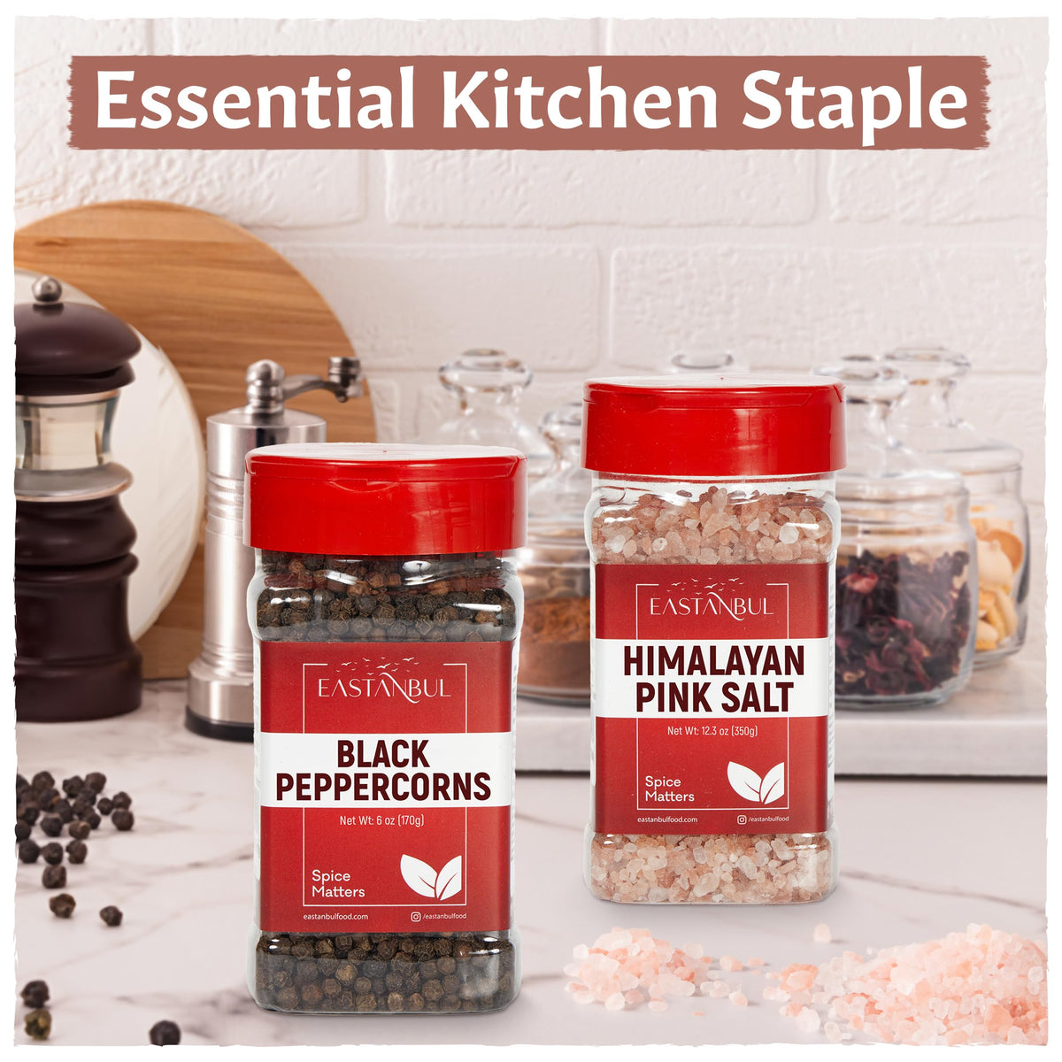 Eastanbul peppercorns refill pack highlighting fresh, adjustable grind flavor.