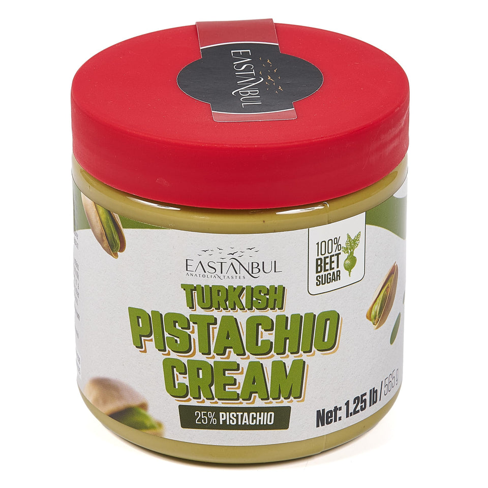 Eastanbul Pistachio Cream jar with smooth texture, ideal for desserts and breakfasts.