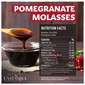 Eastanbul Pomegranate Molasses glaze on dessert for versatile flavor.