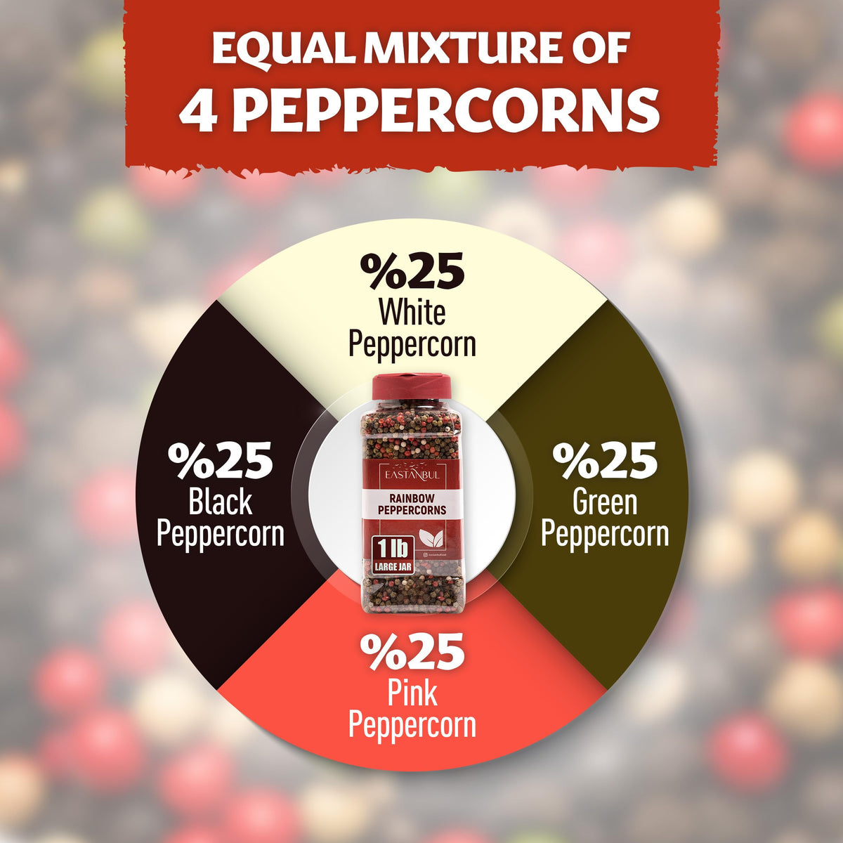Eastanbul rainbow peppercorns aroma ready to grind over dishes.