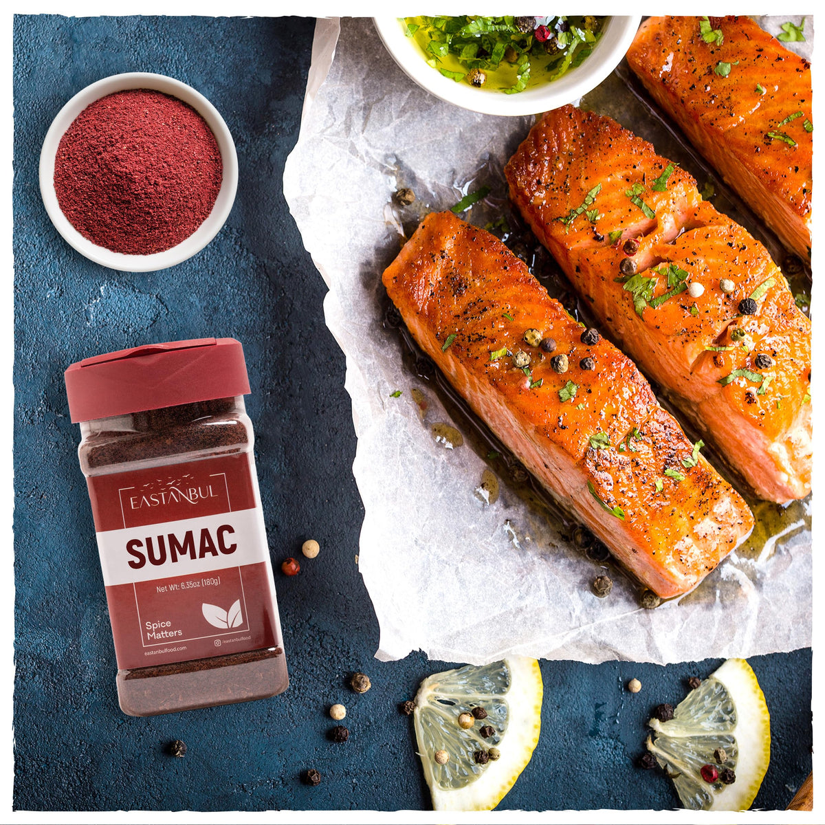 Eastanbul Sumac dust enhances fresh salads.