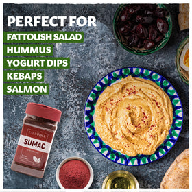 Close-up of Sumac and Zaatar blend for Mediterranean flavors.