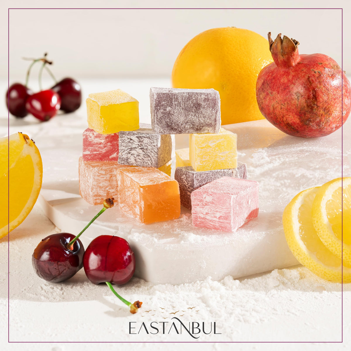 Eastanbul Turkish Delight orange piece with bright citrus flavor and soft chew