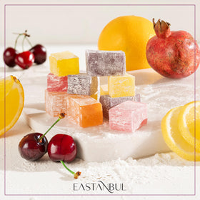 Eastanbul Turkish Delight orange piece with bright citrus flavor and soft chew