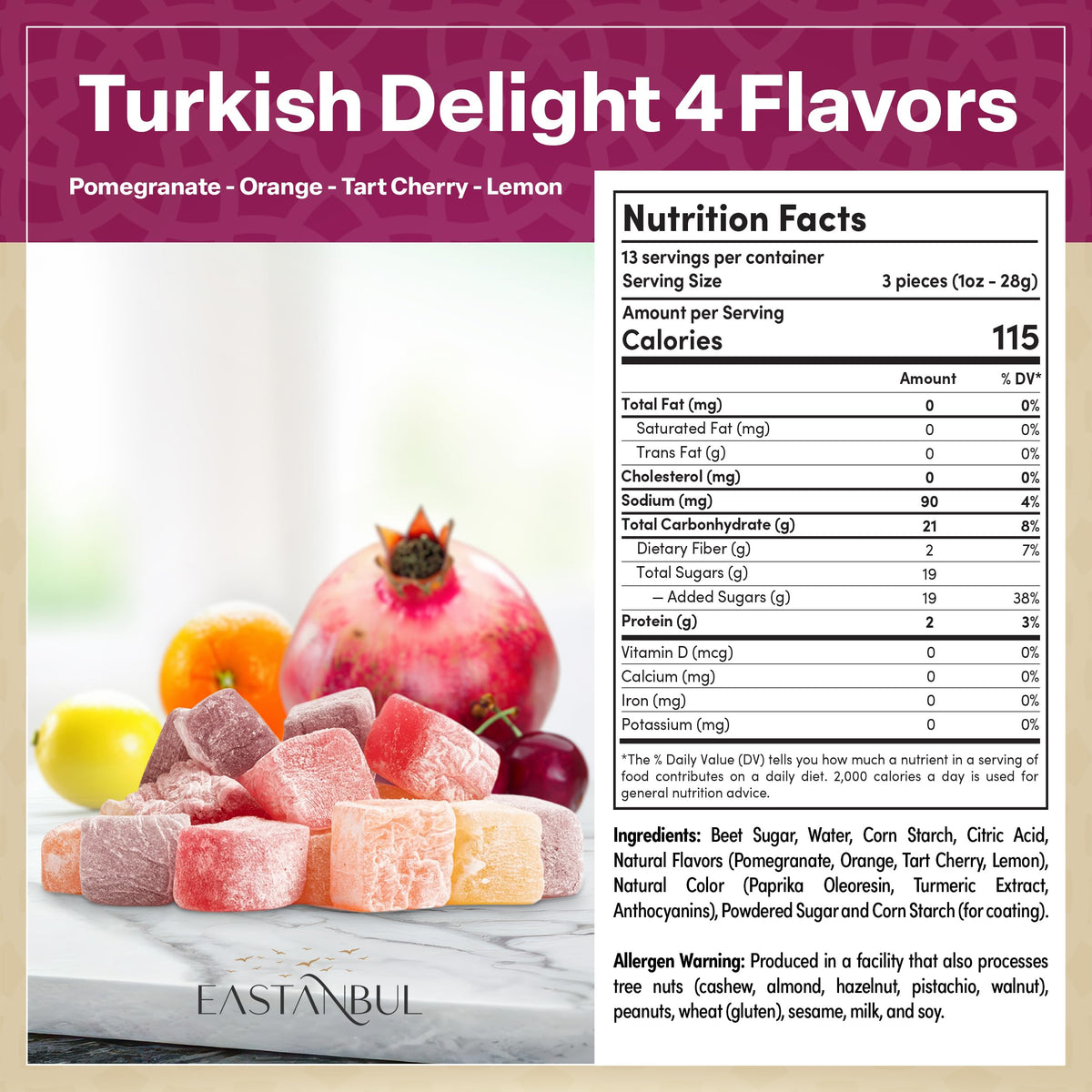 Eastanbul Turkish Delight visuals with rose-inspired aroma and chewy texture