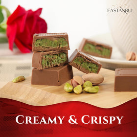 Eastanbul viral Dubai chocolate bar with pistachio crunch.
