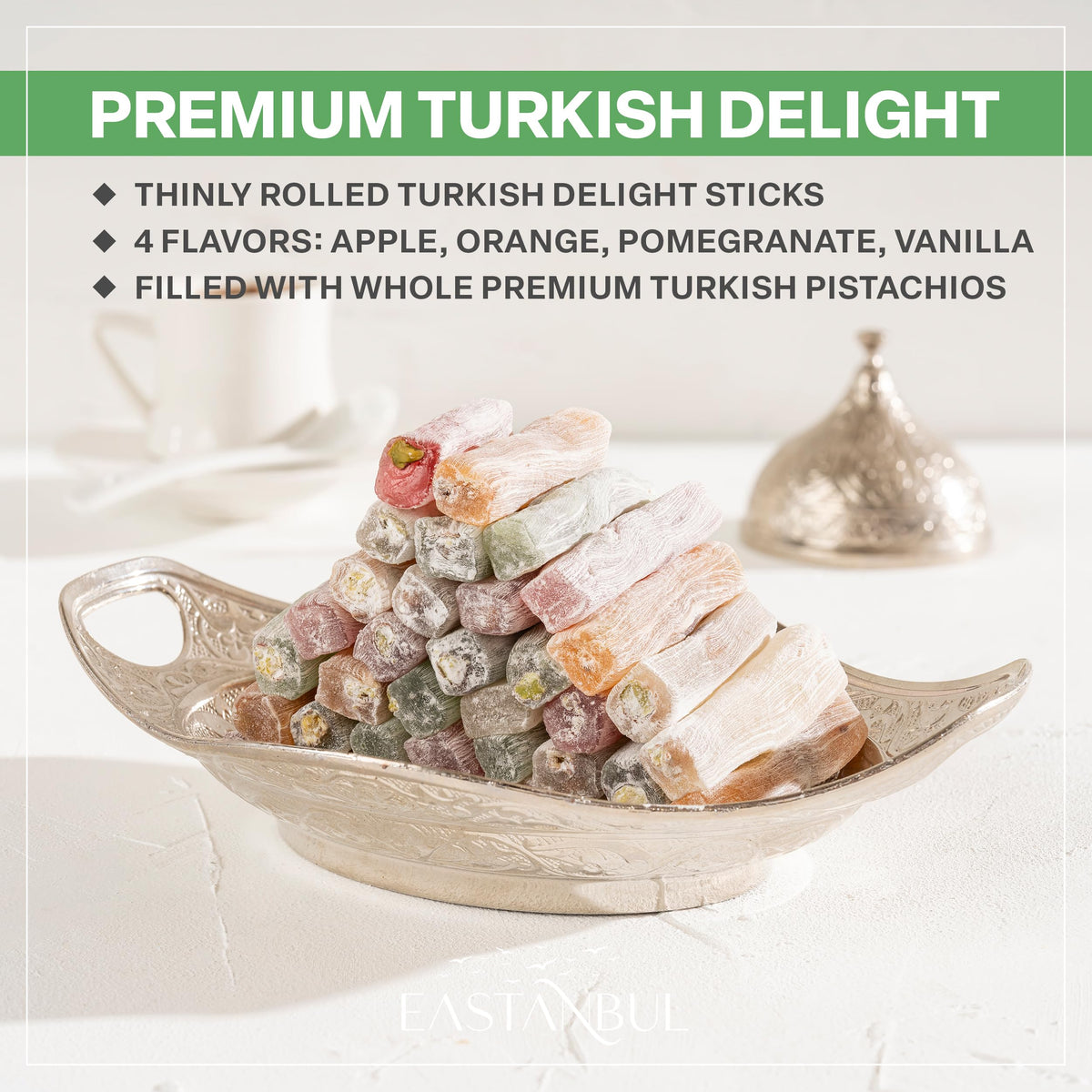Eastanbul Wick Turkish Delight pistachio vanilla – creamy vanilla twist with pistachios for gifting