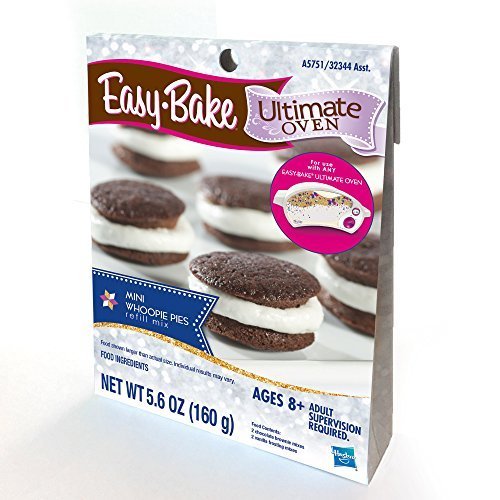 Easy-Bake Mini Whoopie Pies kit contents displayed for kids.