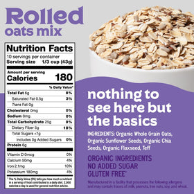 Easy Morning seeds and oats close-up highlighting fiber-rich mix for breakfast texture.