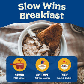 Easy Morning Steel Cut Oatmeal Mix steaming bowl with creamy, chewy oats.