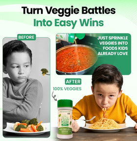 EasyPeasie Green scoop illustrating kid-friendly veggie powder for smoothies