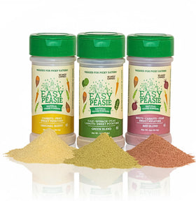EasyPeasie Original bottle showing convenient veggie powder for family meals