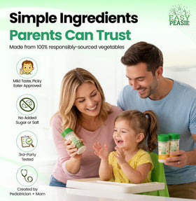 EasyPeasie Original powder sprinkled on mac and cheese for hidden veggies