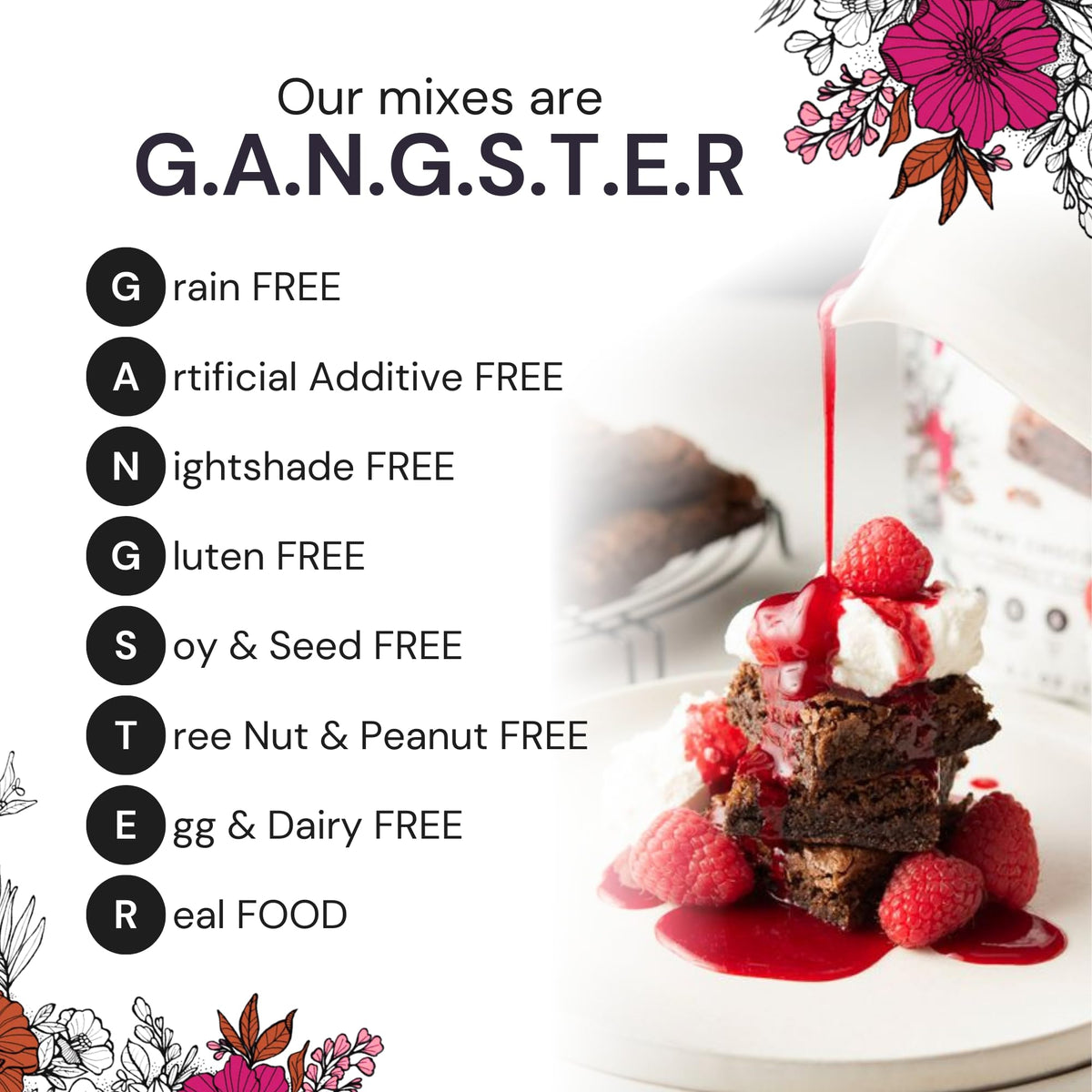 eat G.A.N.G.S.T.E.R. brownie batter pour demonstrates dairy-free baking possibilities