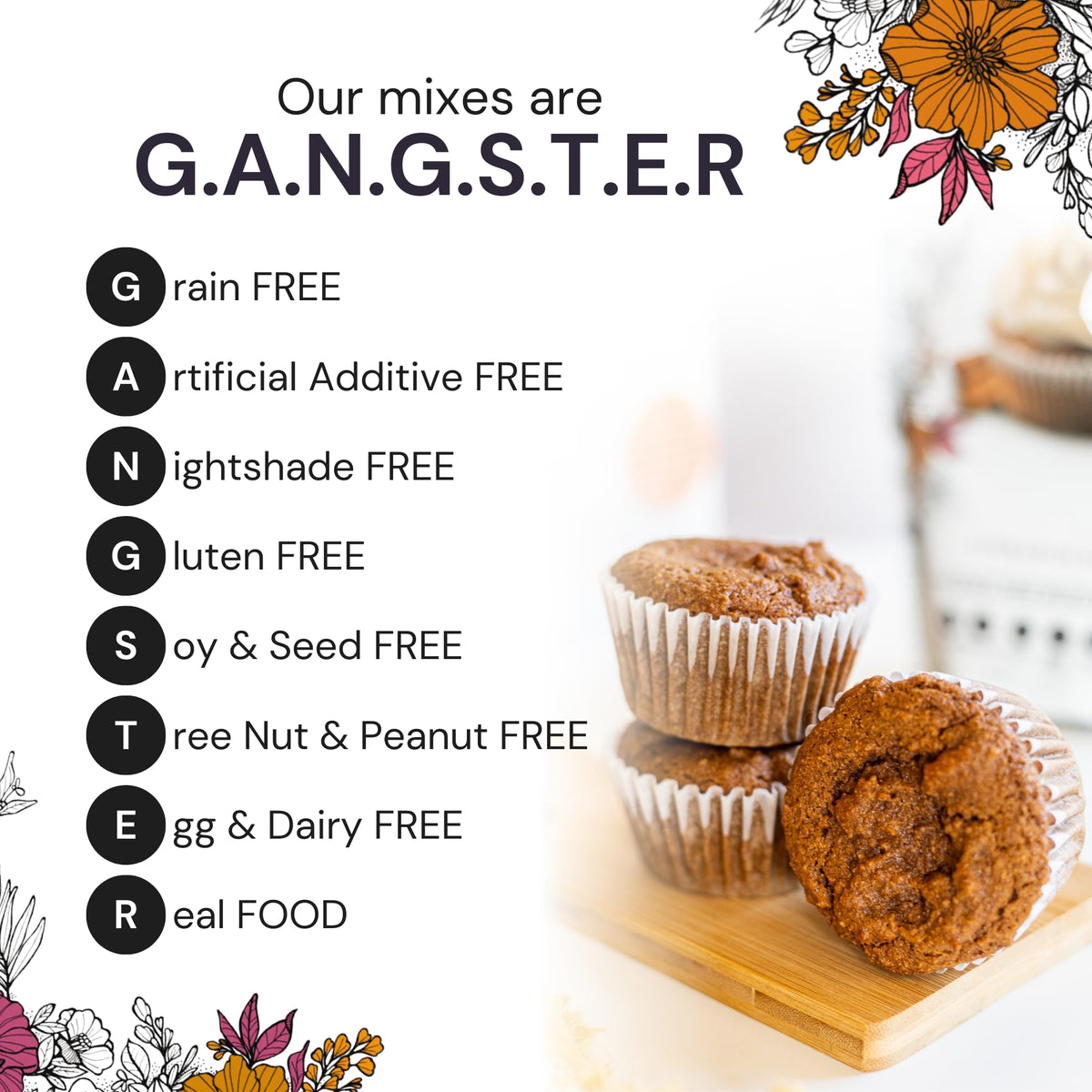 eat G.A.N.G.S.T.E.R. Cinnawin mix in a bowl-ready setup for muffins
