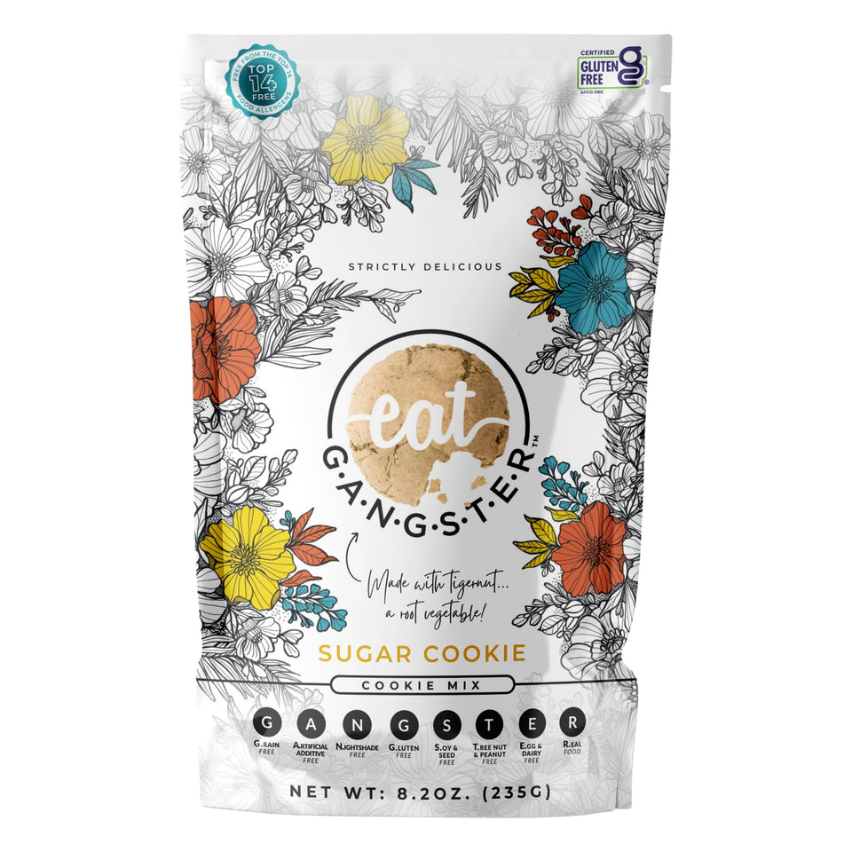 eat G.A.N.G.S.T.E.R. Sugar Cookie Mix dough prep showing allergy-friendly, grain-free batter ready to roll.