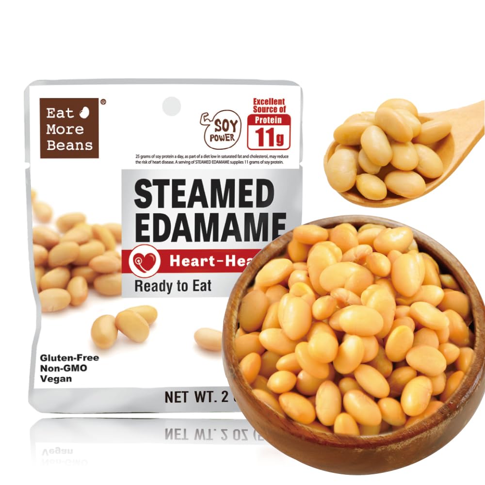 Eat More Beans Edamame steamed-bowl, protein-packed ready snack.