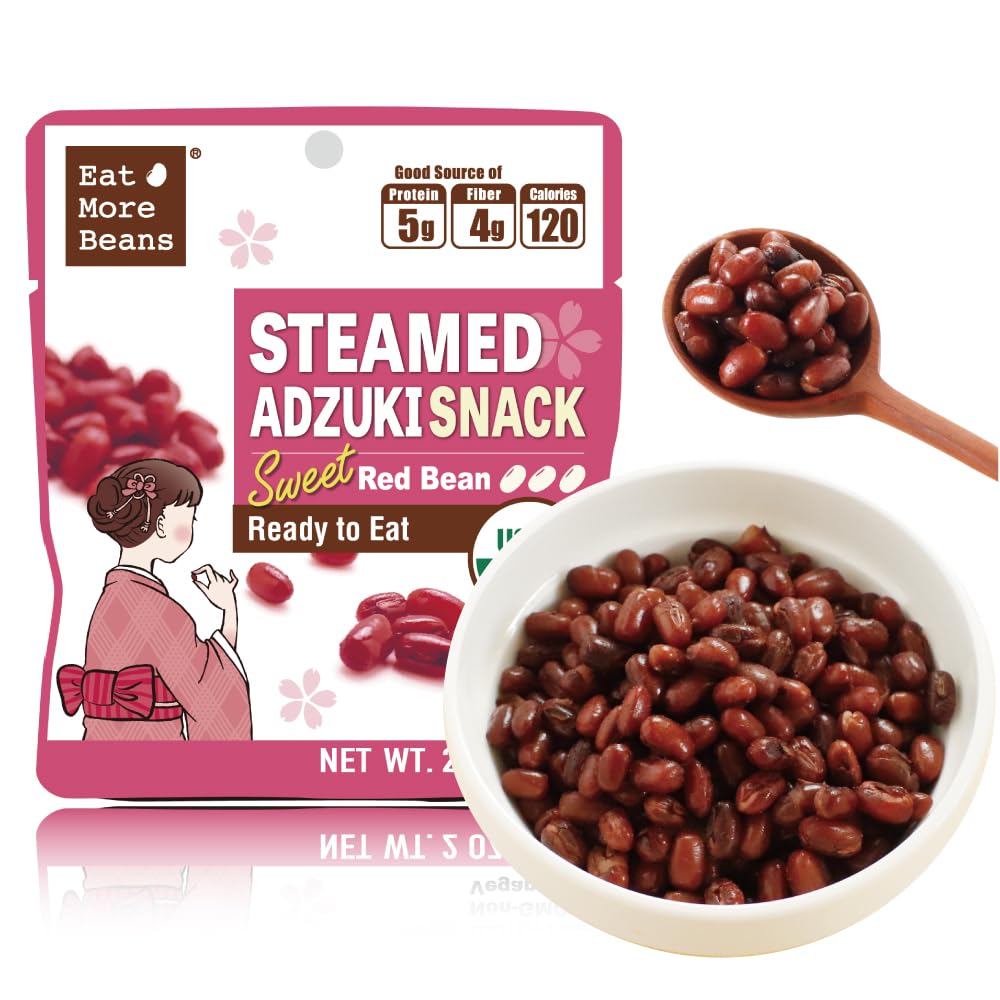 Eat More Beans steamed adzuki snack pouch for on-the-go energy