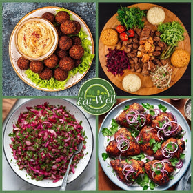 Eat Well Premium Foods sumac powder close-up shows deep red color and texture.