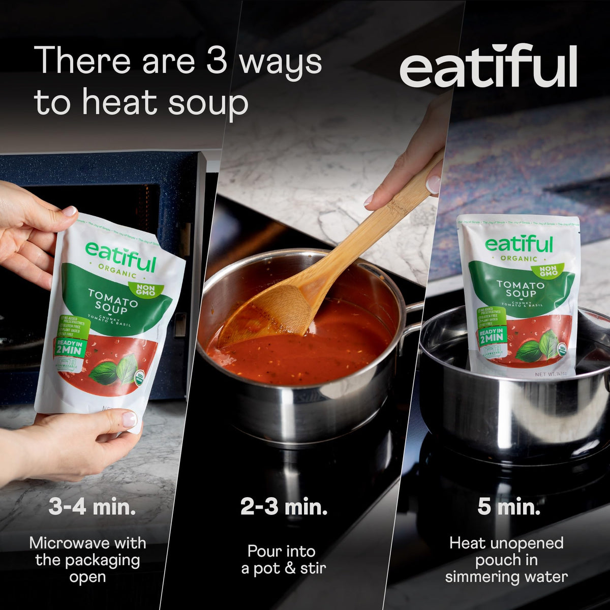 Eatiful soup ready-to-eat steps, quick heat methods for busy evenings.