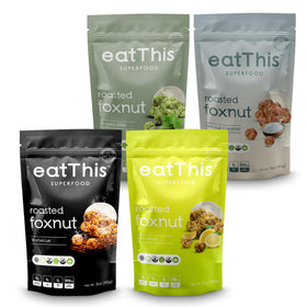 EatThis Superfood roasted foxnuts in a bowl, a crunchy protein-rich snack.