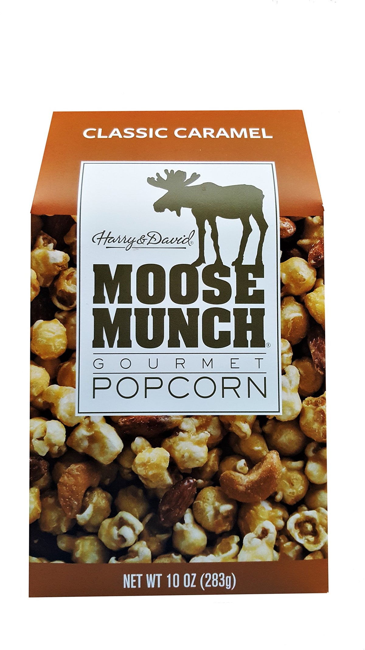 ebaney Moose Munch classic caramel popcorn package, 10 oz, ideal for gifting.