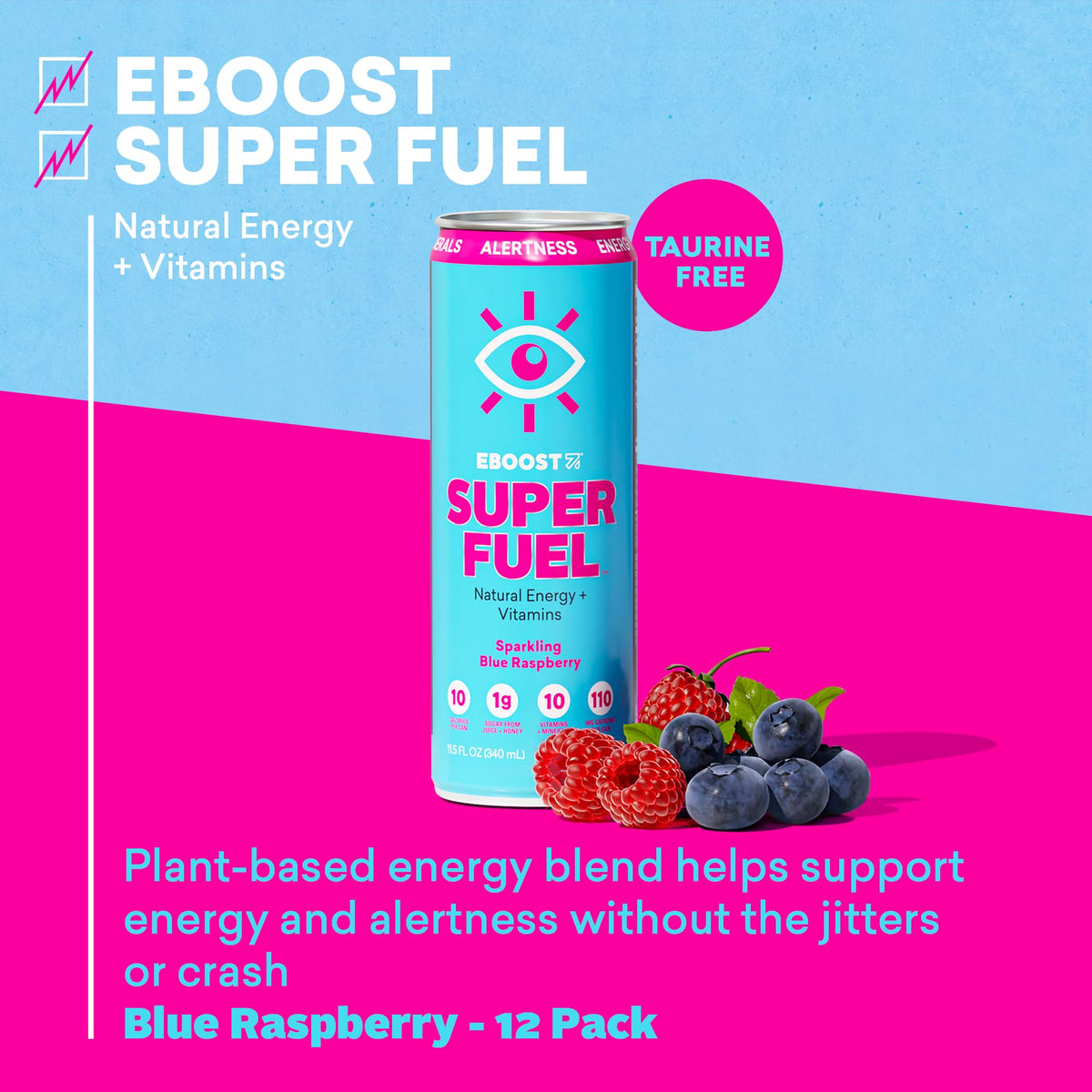 Open EBOOST blue raspberry can ready for a quick study boost.