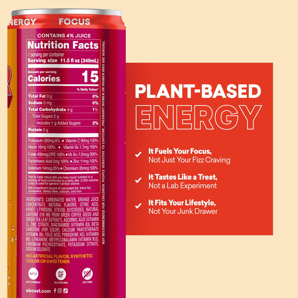EBOOST Super Fuel ingredients icons showing vitamins and minerals.