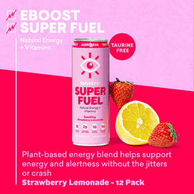 Pouring EBOOST Super Fuel Strawberry Lemonade into a glass for a clean energy moment
